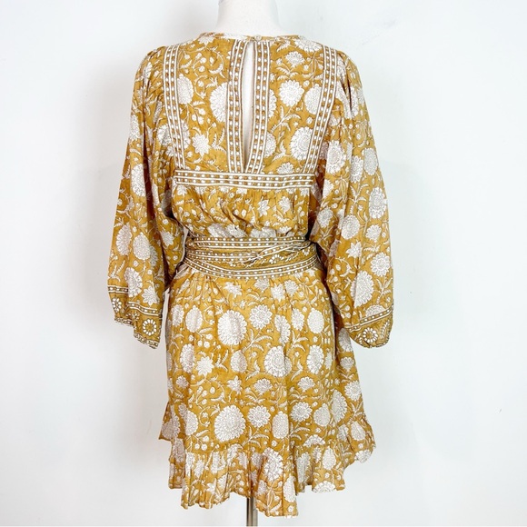 CLEOBELLA MAGDALENA MINI DRESS YELLOW HONEY MIX PRINT FLORAL PEASANT BOHO MEDIUM - Picture 6 of 10